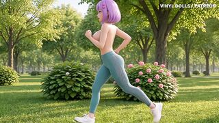Topless AI Hentai Hotty Seductive Workout in the Park, 4k AI Anime, Lila Blue