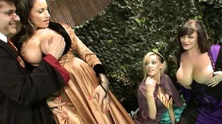 Hot Teen Wizards Scene three Golden-haired and Brunettes Screwing Jointly at a Suit Party