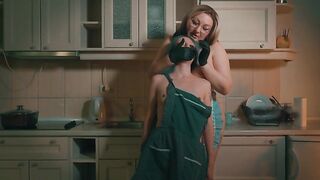Shut the Screw Up and Take It - Stepmom Gags Slim Stepdaughter in the Kitchen