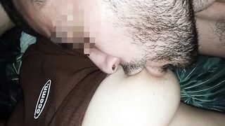 My spouse gets truly glad when I let him suck on my large natural boobs all day lengthy