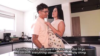 My father leaves me at home with the housekeeper, who's a sexy mother I'd like to fuck - Thiago Lopez & Kylei Eilish