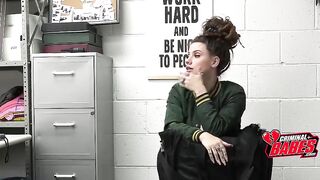 Security undress-searches breasty shoplifter then missionary on desk
