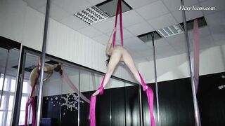 Acrobatic brunette hair virgin sweetheart Tamara widening legs