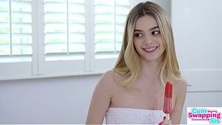 Cum thirsty Molly Little to Britt Blair, "I Want to See His Penis Spit Cum!"