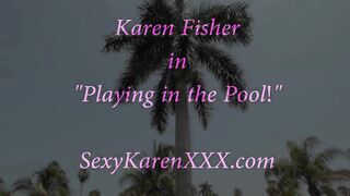 Breasty Golden-haired Bbws Karen Fisher and Sam 38G Outside in the Pool!