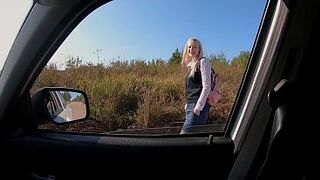 Stranger Picks Up Real College Hotty Hitchhiker & Screws Her
