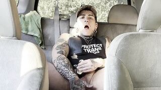 Butch Masturbating in Car nearly got caught!