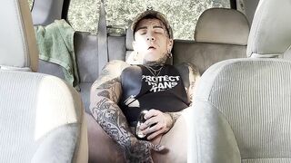 Butch Masturbating in Car nearly got caught!
