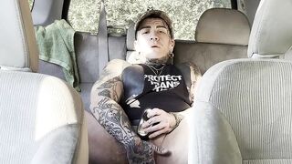 Butch Masturbating in Car nearly got caught!