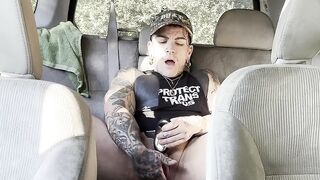 Butch Masturbating in Car nearly got caught!