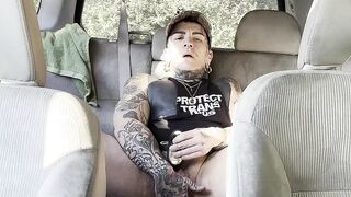Butch Masturbating in Car nearly got caught!