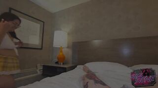 big beautiful woman Student in Glasses Gets Smashed