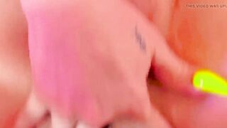 POV Creampie and unfathomable strokes on Ts Diana Deelight in a hawt pink fishnet body stocking