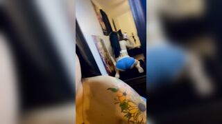 blond brat shows off giant wet backside