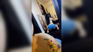 blond brat shows off giant wet backside