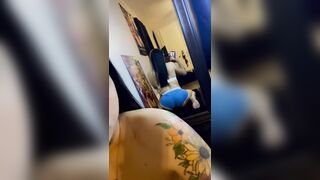 blond brat shows off giant wet backside