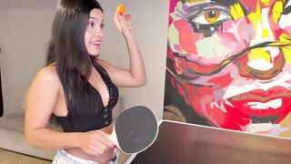 Curvy Latin babe with a large butt drilled by BBC in the game room