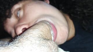 BOTTOM VIEW POV: Crazy Throat Skill Session Until Overflowing Cum Finish?????