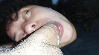 BOTTOM VIEW POV: Crazy Throat Skill Session Until Overflowing Cum Finish?????
