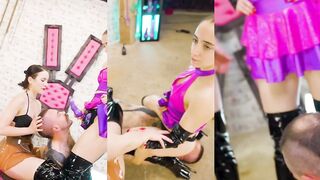 1st Time Thrall Serves 2 Dominas – Boot Licking and Thrashing