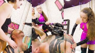 1st Time Thrall Serves 2 Dominas – Boot Licking and Thrashing
