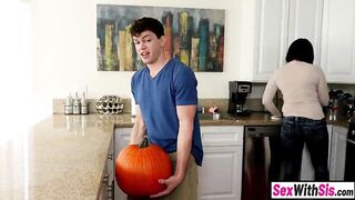Large booty marvelous teen step sister lets large weenie step bro smash behind stepmoms back
