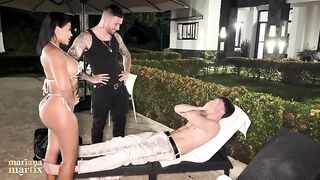Cuckolded spouse catches his wife with his ally and joins in a 3some - Mariana Martix, Yeri Blue & Raul Bud