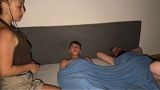 My stepdad introduces me to 2 of his allies, and we tear their mouths apart with our biggest knobs. DEEPTHROAT AND PISSING