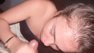 Cute schoolgirl Oral sex Ends with Facial Then This babe Keeps Sucking