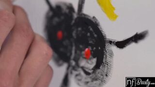 Pint Sized Breasty Girl Ember Snow Lets boyfriend Paint Her Masterpiece Vagina