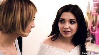 Lesbo Kristen Scott helps her virgin teen stepsis Sia Craving who desires to have sex at prom.The brunette hair lesbian disrobes her stripped then licks her snatch.