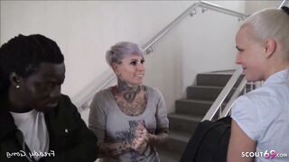 Lara Cumkitten and Cat Cox Massive Shlong Screw at Public Stairs