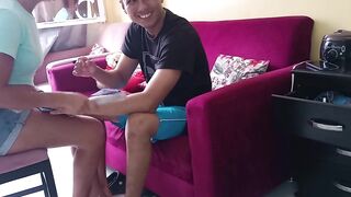 Manicure and Pedicure Ands in a Bang with My Neighbour in the Living Room