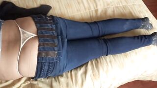 Stepson enjoys Latin babe stepmom during the time that this babe rests, handjobs and large spunk fountain on her booty