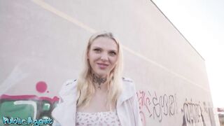 Not as shy as this babe looks POV fellatio outdoors with Polish golden-haired - Public Agent