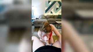 Sex Tape 46 - Christmas Oral job in His Morning Coffee Chair