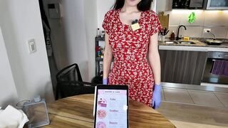 Purple Gloves Tugjob Right in the Bakery