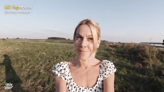 Indecent Bikini Golden-haired Whore Caught and Screwed Raw by the River