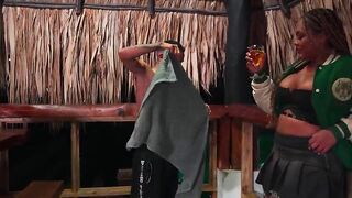 Black Latin chick, the stepmother, bangs her stepson's superlatively good ally outdoors whilst her spouse is away! Carla Morelli