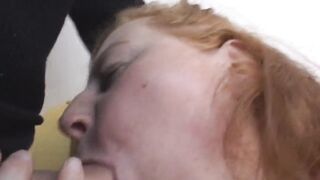 Chubby redhead woman screwed in a hawt group-sex