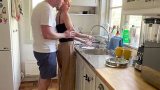 Spouse Gets Slutty Watching Sexy mother I'd like to fuck Wife Doing the Dishes, Takes Her From Behing and Gives His Load