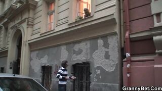 60 years old granny swallows large schlong