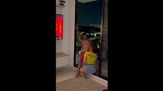 cheating oral with town view