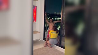 cheating oral with town view