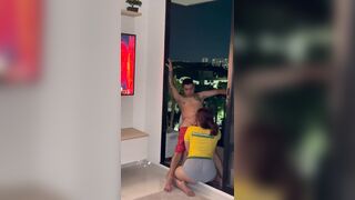 cheating oral with town view