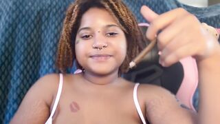 Tatted Black Honey Gets STONED and Plays with her Large Bazookas