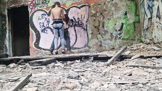 Femdom-goddess cutie outdoor out of leniency banged ding-dong her serf dude in the booty in the forest dangerous public in abandoned building
