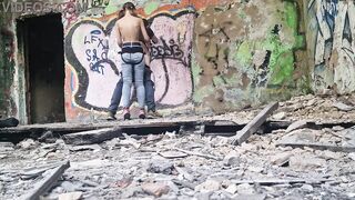 Femdom-goddess cutie outdoor out of leniency banged ding-dong her serf dude in the booty in the forest dangerous public in abandoned building