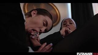 Futanari Nuns - Eden Ivy & Nathaly Cherie Anal Creampie