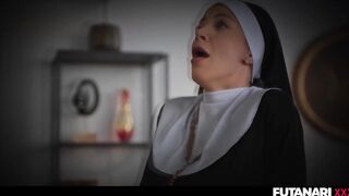 Futanari Nuns - Eden Ivy & Nathaly Cherie Anal Creampie